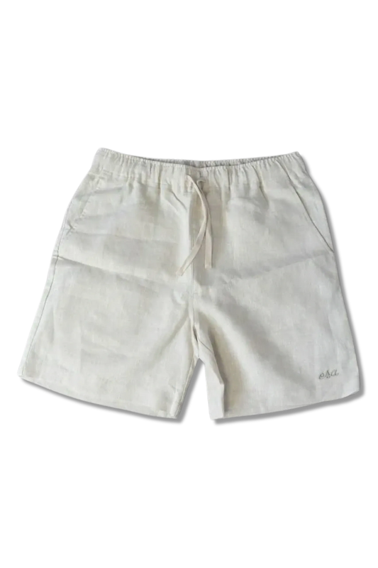 Cremefarbene Sommer-Essentials Leinen-Shorts